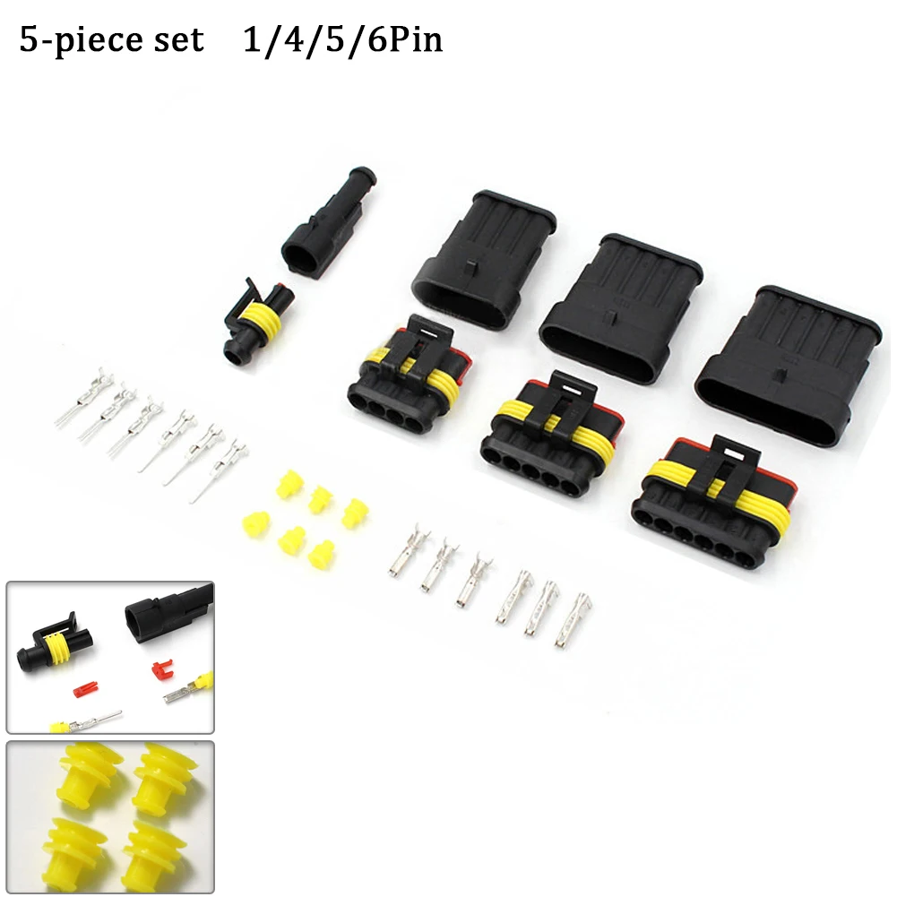 

5Pcs 1/4/5/6 Pin Electrical Automotive Cable Wire Connector Super Seal Waterproof HID Plug Terminals For Truck Car
