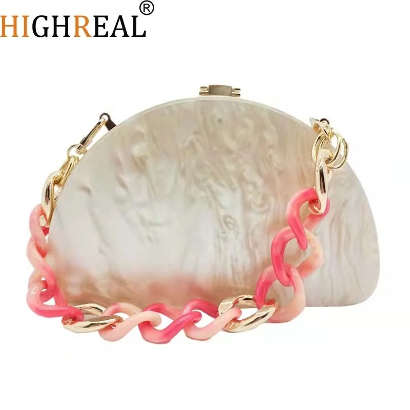 

Acrylic Evening Bags Designer Luxury Clutch Purse Mini Women's Wallet Shell Chain Shoulder Crossbody Wedding Party Handbag