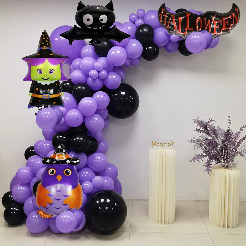 

1set Halloween Theme Party Decoration Set Pumpkin Ghost Skull Inflatable Garland Arch Kit Supplies Air Globos Kids Toys Ball