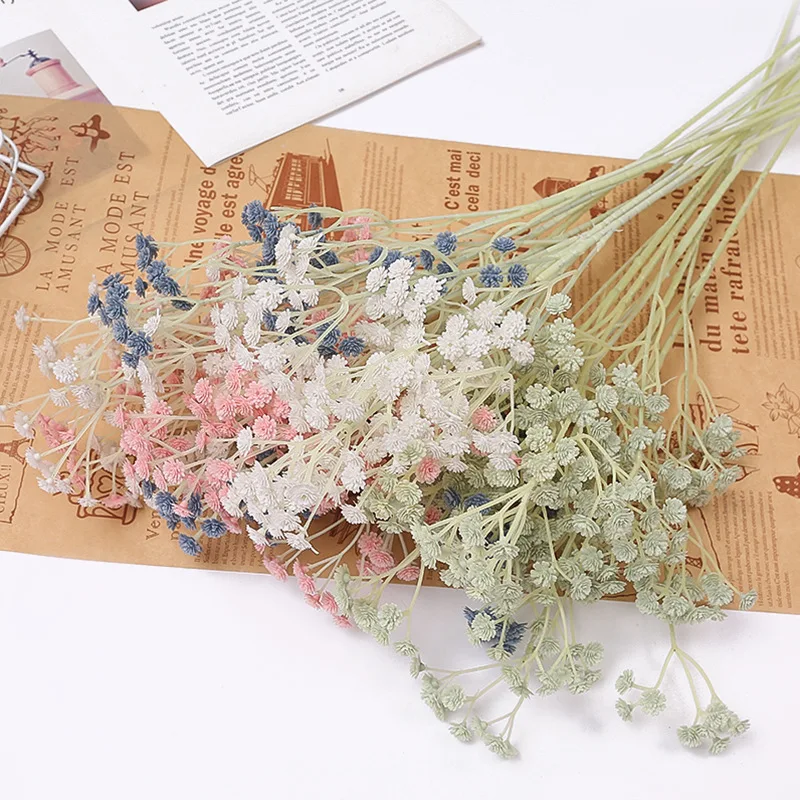 

5PCS Artificial Babysbreath Flower Wedding Decoration Photograph Props Handholding Plastic Flores For Home Decor Wreath Supply