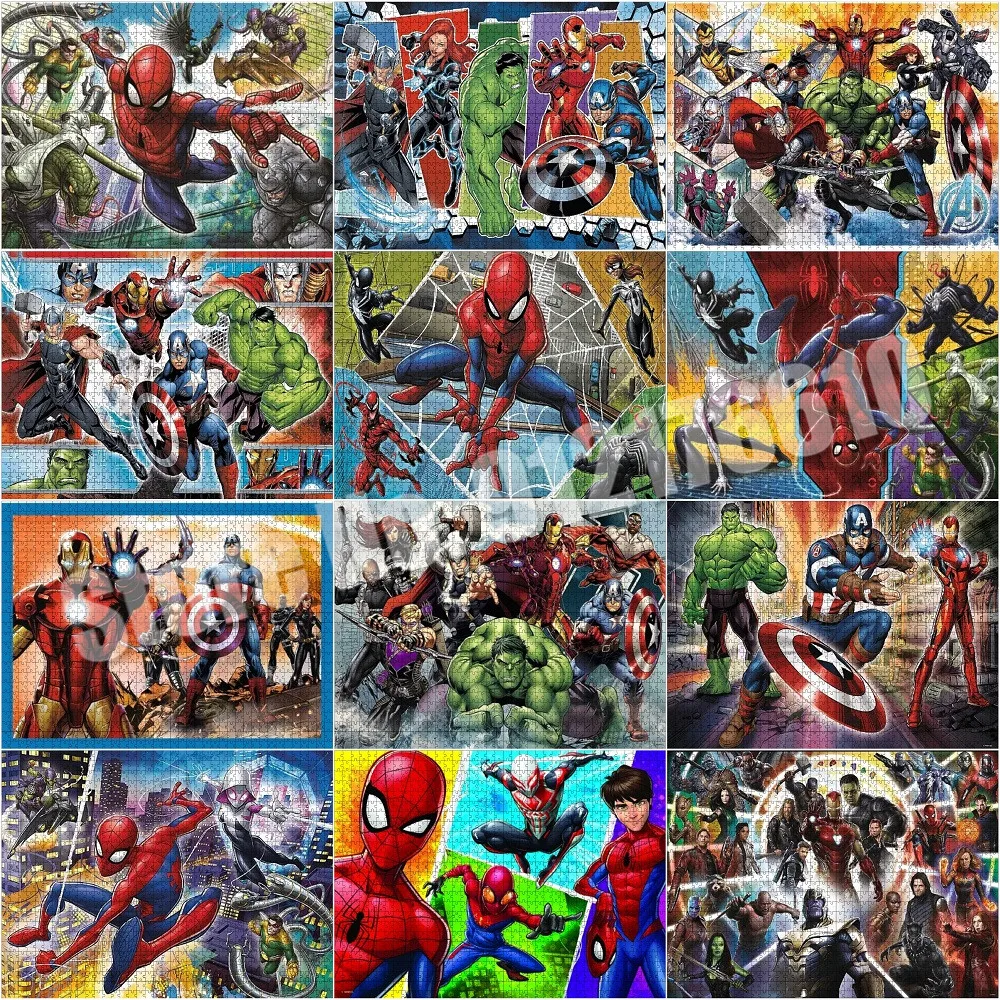 

Marvel Movies 1000 Pieces Jigsaw Puzzle Spiderman Superhero DIY Jigsaw Puzzle Creativity Imagine Unzip Game Toys Magic Puzzles
