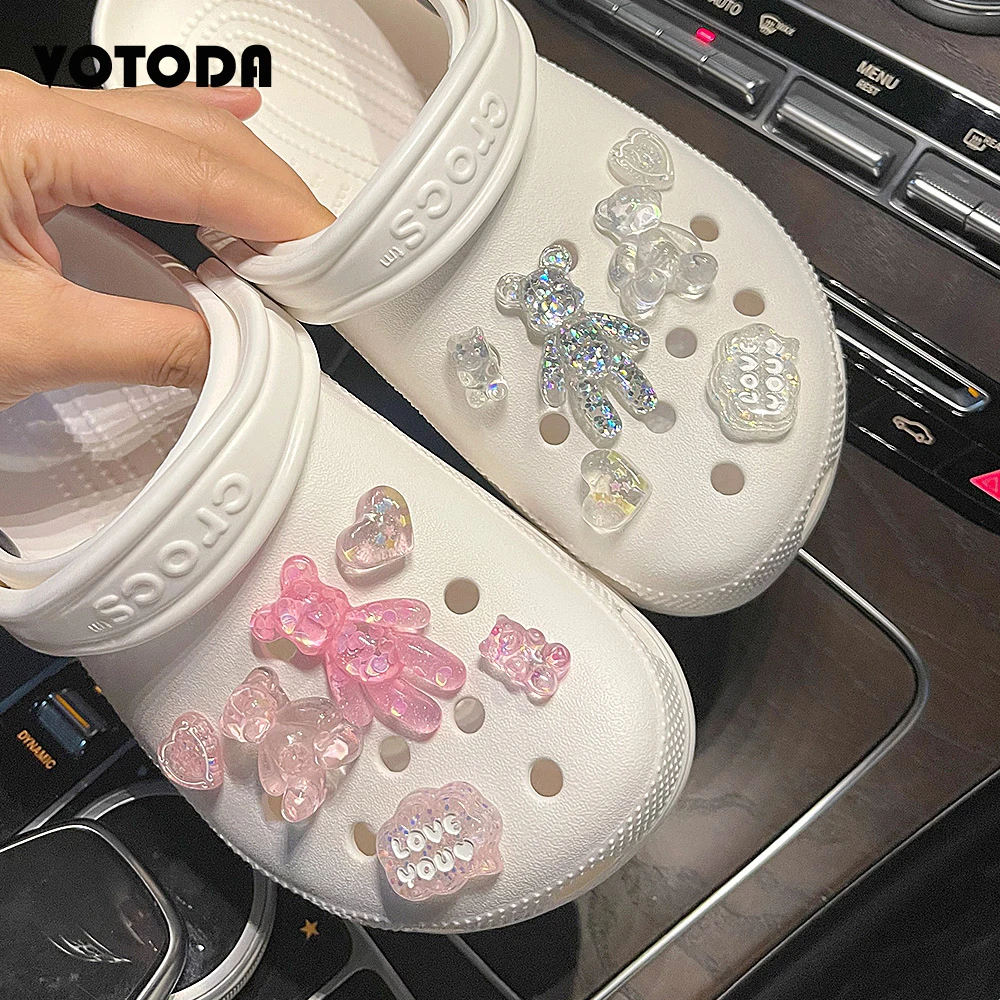DIY Jelly Bear Shoes Charm Brand Design Croc Accessories Cute Anime Bling Decoration Clog Buckle Flower Girl Gifts Shoe Accessor