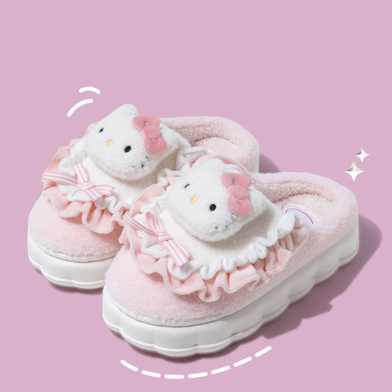 

Аниме Sanrio Hello Kittys Cinnamoroll пушистые тапочки, хлопковые тапочки, осенне-зимняя обувь, Зимние теплые плюшевые Тапочки