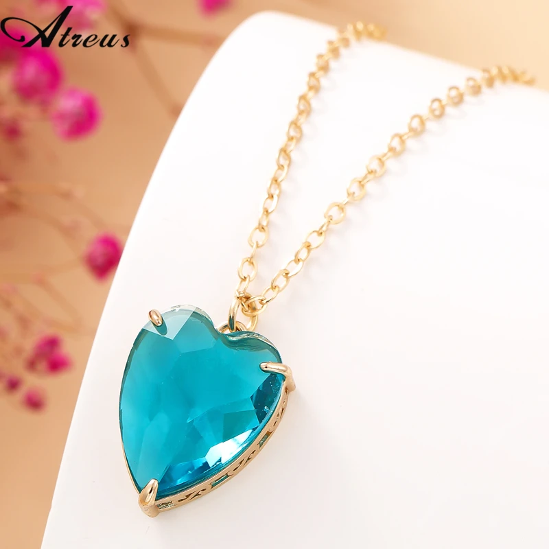 Купи Seablue Crystal Heart Necklace for Women Anniversary Party Heart Pendant Necklace Valentine's Day Gift Gold Plated за 109 рублей в магазине AliExpress