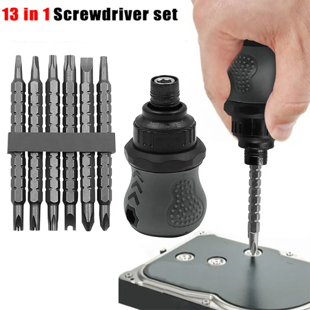

12 In 1 Mini Ratcheting Screwdriver Kit Multi-Function Telescopic Bit Dual-Purpose Magnetic Tip Screw Wrench Repair Hand Tool