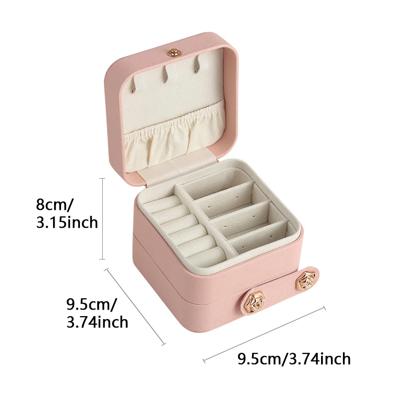 Mutifunctional Jewelry Box Portable Leather Jewellery Case Three Layer Display Jewelry Storage Organizer Earrings Necklace Boxes