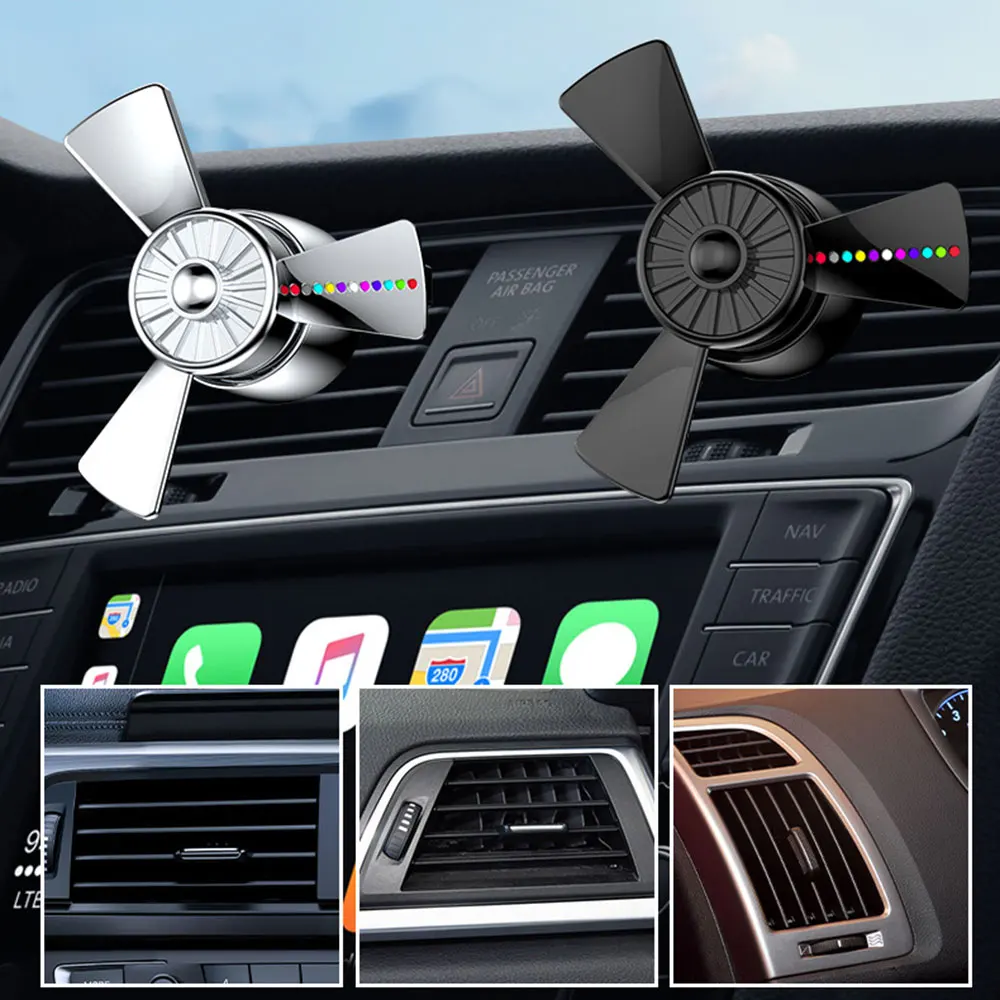 

Car Fragrance Air Fresheners Auto Vent Clips LED Light USB Charging Perfume Aroma Diffuser Aromatherapy Smell Fan Design