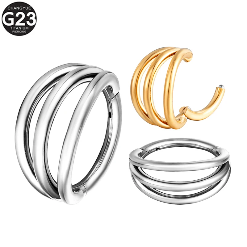 

1Pc ASTM G23 Titanium Septum Piercing Nose Ring Helix Piercing Clicker Earrings Ear Cartilage Tragus Piercing Body Jewelry 16G