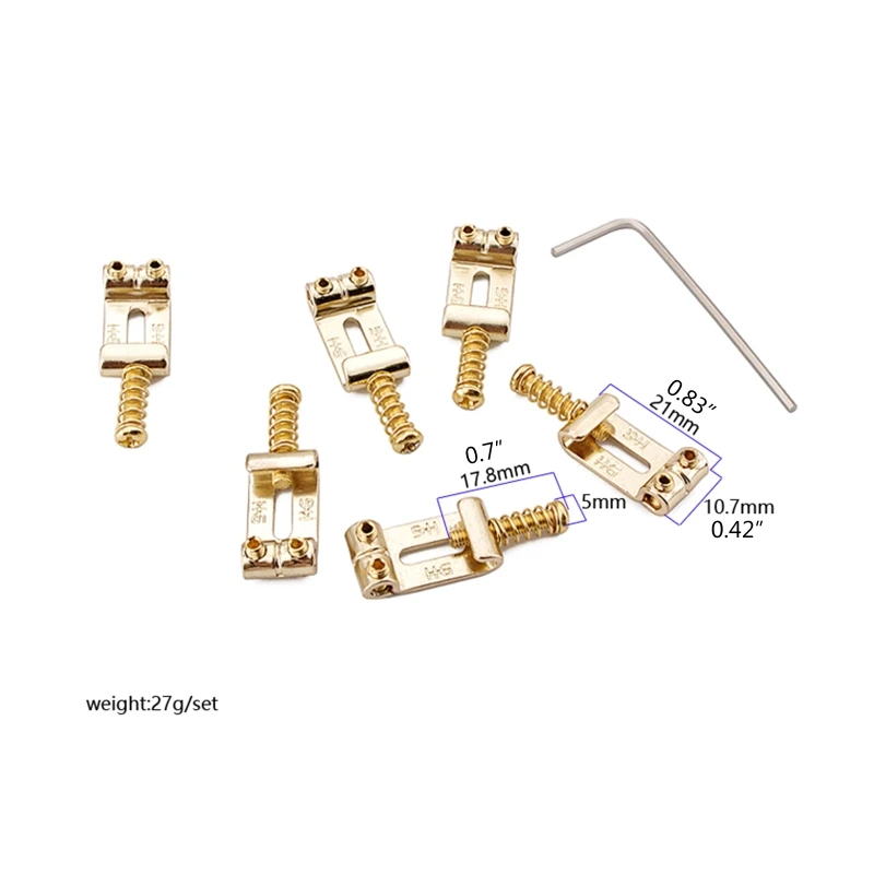 

6x Guitar Bridge Saddle with Spring Screws Wrench Tremolo for Fender Strat Electric Guitar Replacement Parts