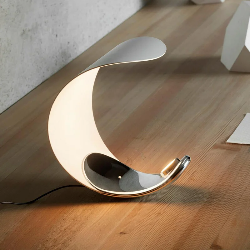 

Italy Luceplan Curl Table Lamp Moon Modeling Art Design Dimming Lamp for Living Room Study Bedroom Bedside Decor Led Night Light