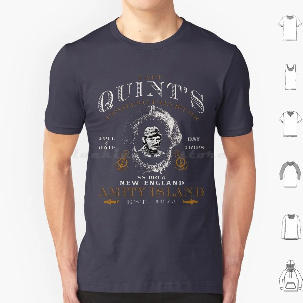 

Captain Quint'S Jaw Skull ( Universal  Ucs Llc ) T Shirt Big Size 100% Cotton Jaws Shark Classic Movie 70S Quint Fisherman