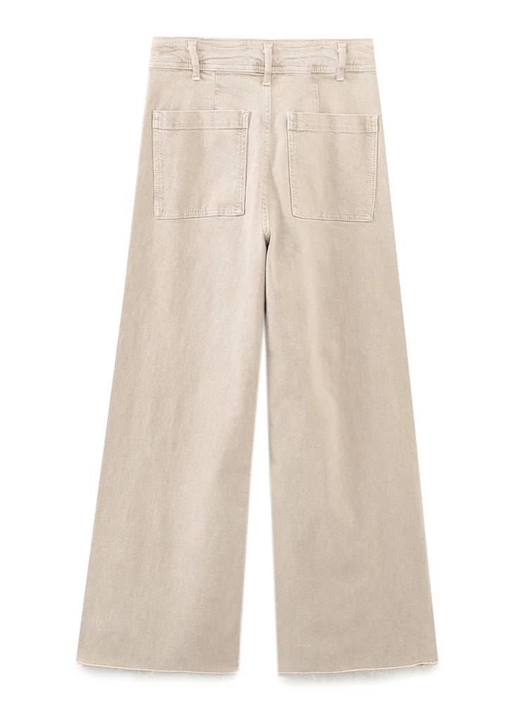 PAILETE Women 2023 fashion back patch pockets denim straight jeans vintage high waist zipper fly female trousers mujer