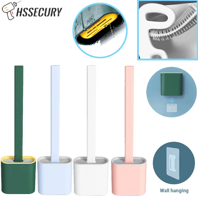 

Щетка для унитаза, мягкая силиконовая термопластичная резина, 4 цвета, с быстросохнущим держателем, прочные аксессуары для ванной комнаты