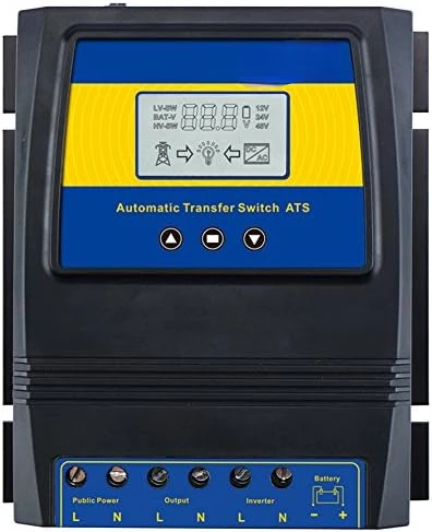 

Power Controller 50A 5500 Watt Automatic Transfer Switch for Off Grid Solar Wind System ATS DC 12V 24V 48V AC 110V 220V. Interru
