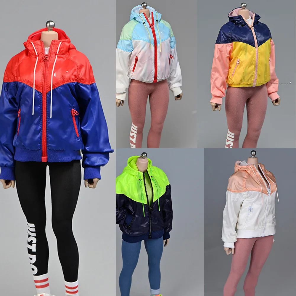 

1/6 Scake Fashion Zipper Outdoor Jackets Sports Coat Yoga Tight Pants Fitness Suit Set Windproof Model for 12 inches Body