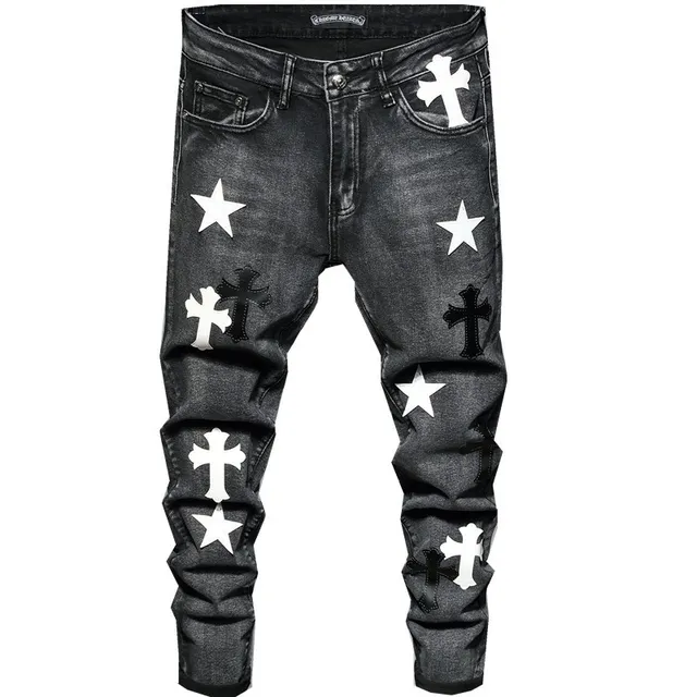 Chrome Hearts Men's Jeans Cross Embroidery Jeans 1