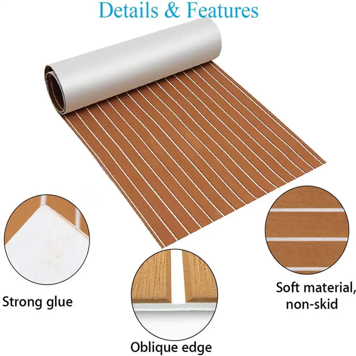 

EVA Foam Boat Yacht Marine Flooring Border Faux Teak Decking Sheet Pad 2400x450x5mm