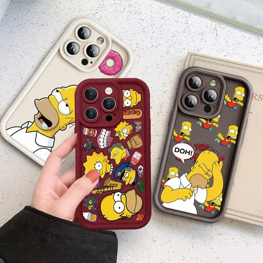 Семейный чехол для телефона SSimpsons iPhone 16 12 Pro 15ProMax 11 13 Mini XR XS Max 14 Plus SE 8 7 Soft Cover