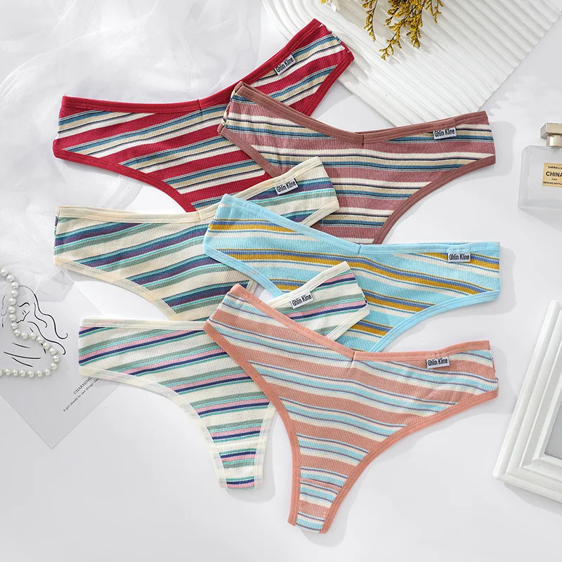 Соблазнительные женские трусики в японском стиле полоску с цветными