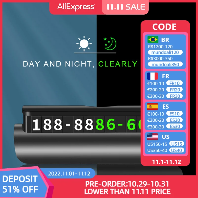 Новая Скрытая светящаяся Автомобильная табличка с номером телефона наклейка