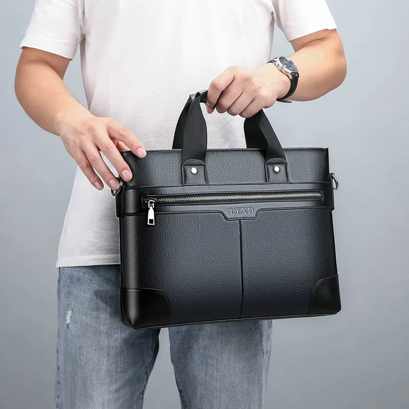 Men's Business Briefcases PU Leather Shoulder Messenger Bags Travel Handbag Totes For Macbook 13.3 14 15.4 inch Male Laptop Bag