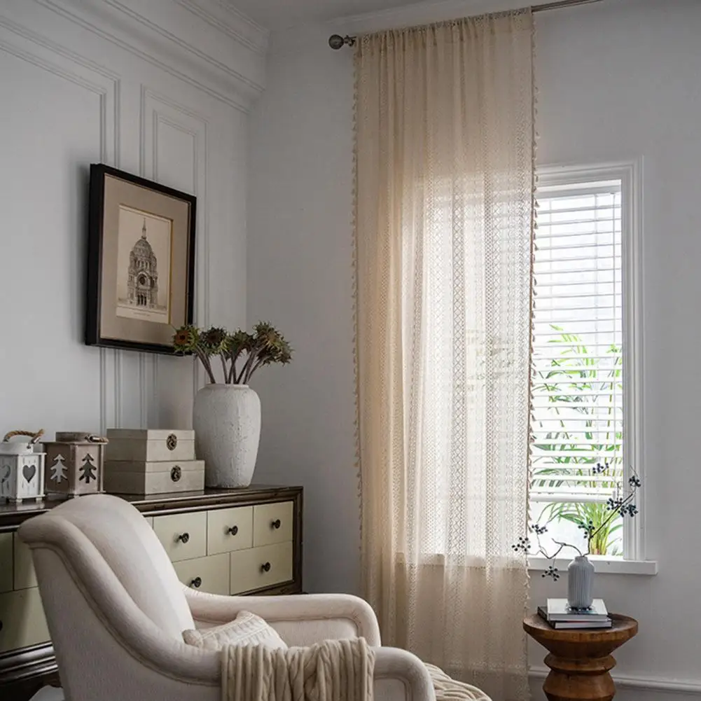 

Useful Window Drape Soft American Style Crochet Vintage Window Curtain Hotel Office Dorm Use Tulle Curtain Window Curtain