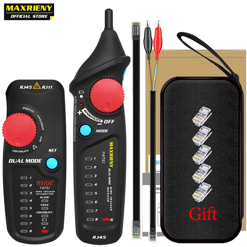 

Сетевой кабельный трекер MAXRIENY, двухрежимный Тонер для проводов RJ45 RJ11, анализатор Ethernet LAN, трассировщик, детектор, прибор для обнаружения лин...