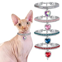 rhinestone cat collar necklace luxury design puppy cat crystal wedding collars with diamond pendant pet jewelry accessories