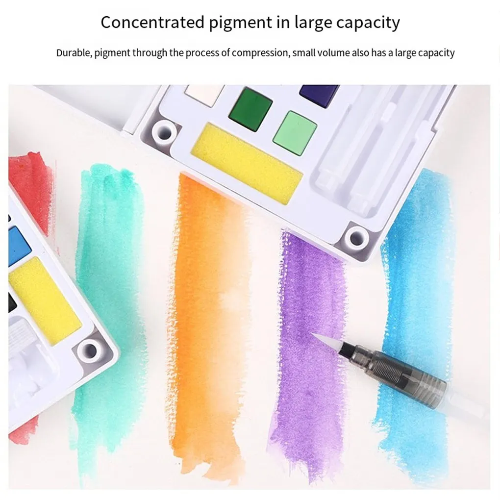 

24 Color Plastic Housing Solid Watercolor Kids Students Artist Beginner Drawing Painting Learning Reusable Paint Pigment