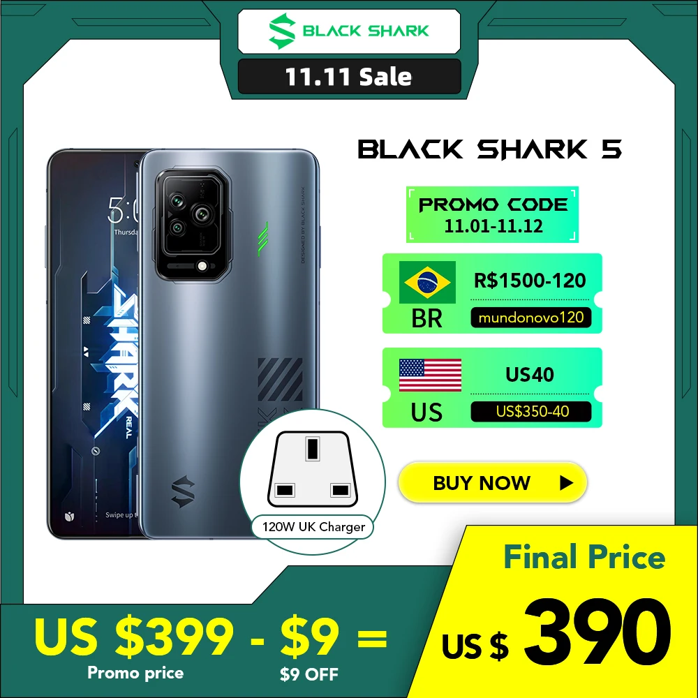 Cena [Światowa Premiera] Black Shark 5 W Magazynie Globalna Wersja 5G Telefon Komórkowy 120W Szybkie ładowanie 144Hz Celular Magnetyczne Wyskakujące Wyzwalacze