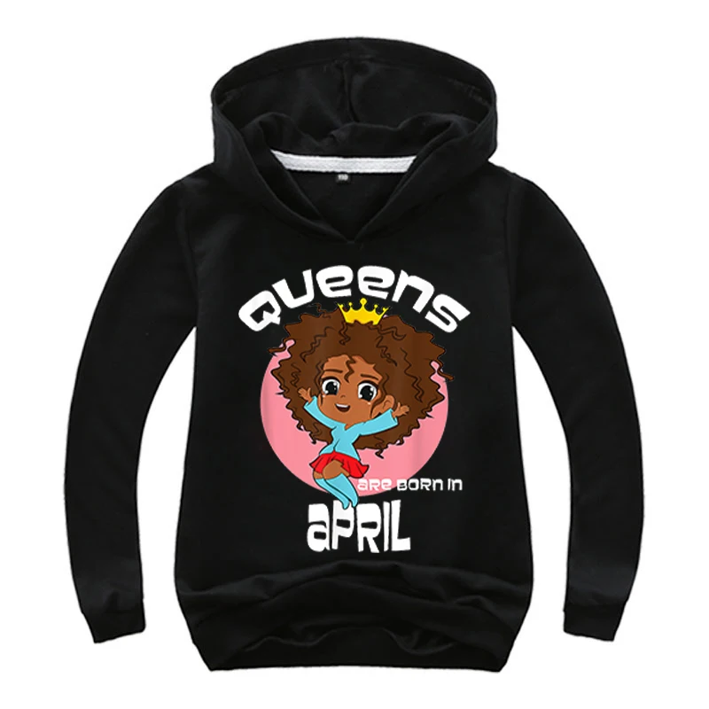 

April Cartoon Kids Boys Girls queens Hooded Sweater 2022 New Autumn Baby summer printing long sleeves Tops Loose Shirt Clothing