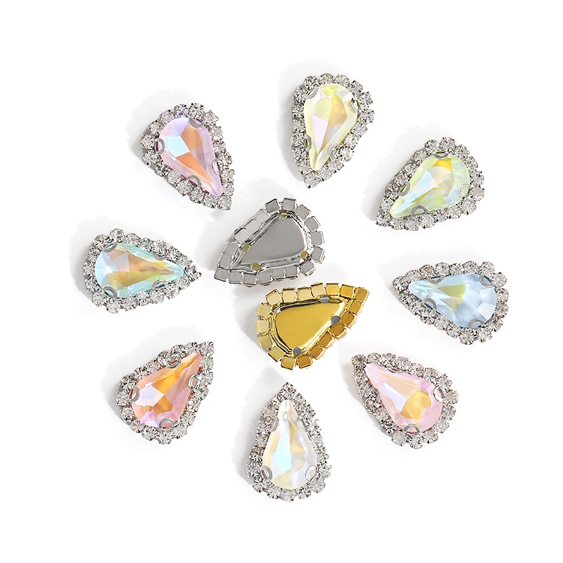 Каплеобразное мокко-стекло, пришивное на искусстве с золотой закрепкой, камни с плоской задней поверхностью для самостоятельного изготовления одежды, обуви, аксессуары