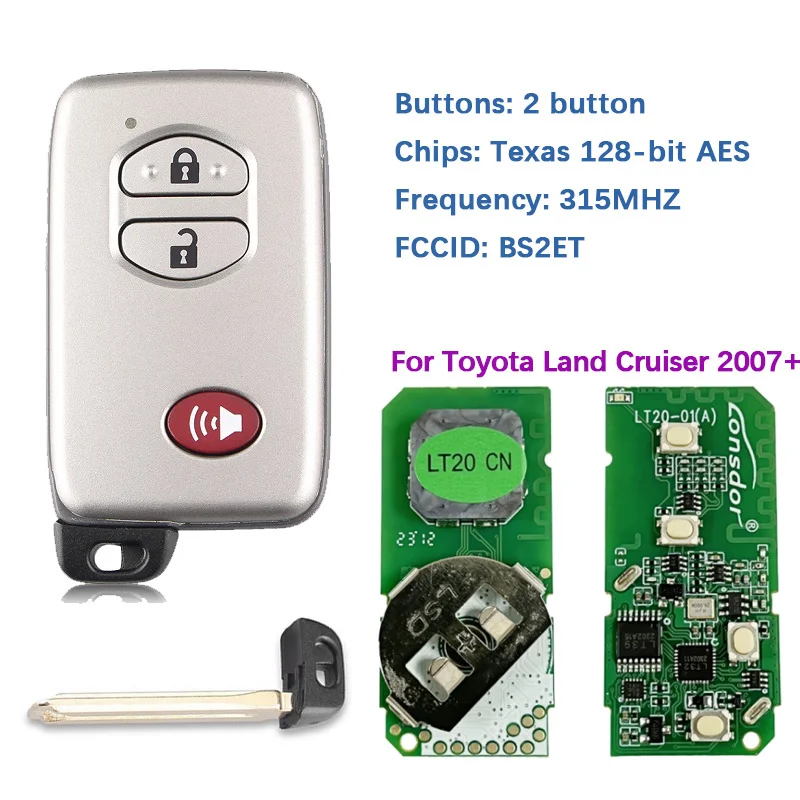 

CN007176 3 Button 433MHz Smart Key for Toyota Land Cruiser 2007+ Auto Remote Key P1 D4 4D-67 Chip B53EA 89904-60220 Keyless Go