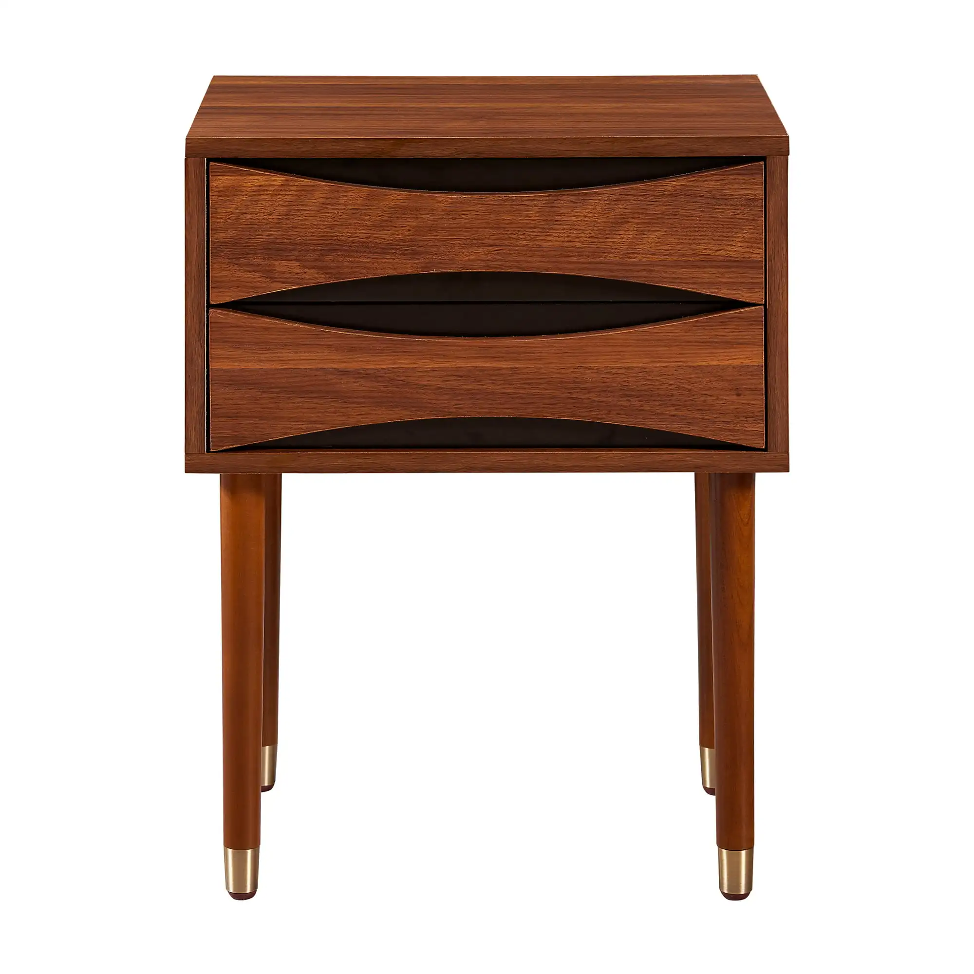 

Versanora Dawson Modern Wooden Side Table with 2 Drawers, Walnut