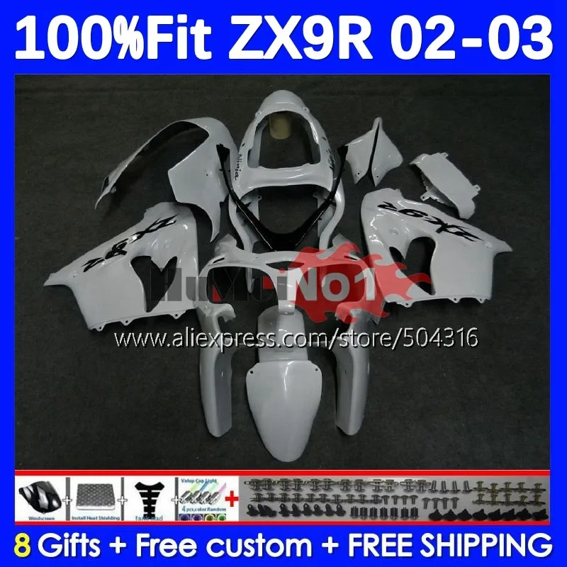 

OEM Kit For KAWASAKI NINJA ZX-9R ZX 9R 900 CC 9 R 181MC.20 ZX900 glossy white ZX9 R 900CC ZX9R 02 03 2002 2003 Injection Fairing