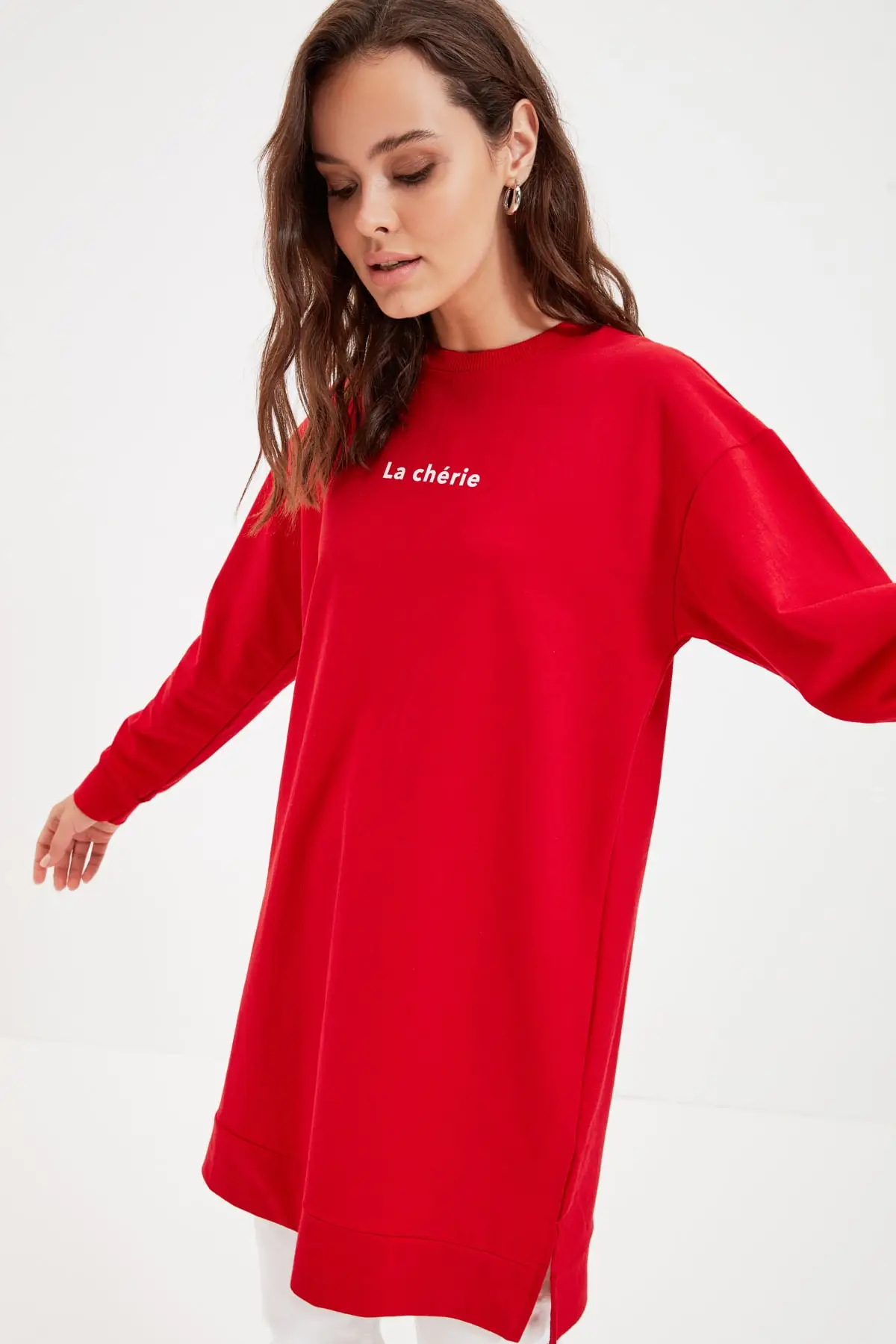 

Red Minimal Printed Knitted Sweatshirt