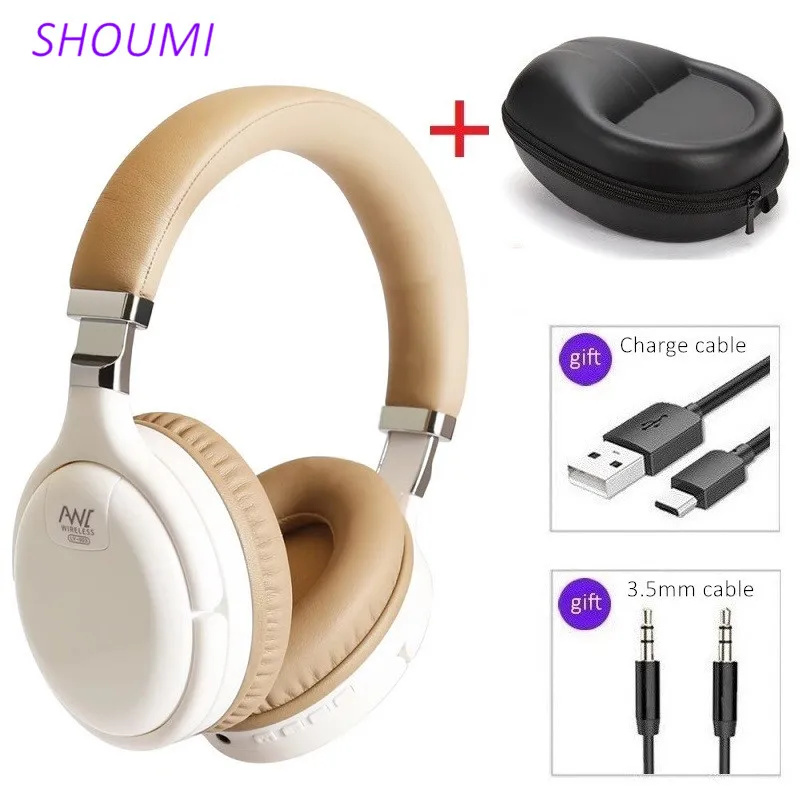 

Беспроводные наушники ANC, шлем, Bluetooth-гарнитура с активным шумоподавлением, наушники с сумкой для наушников, микрофон, наушники-вкладыши с ба...