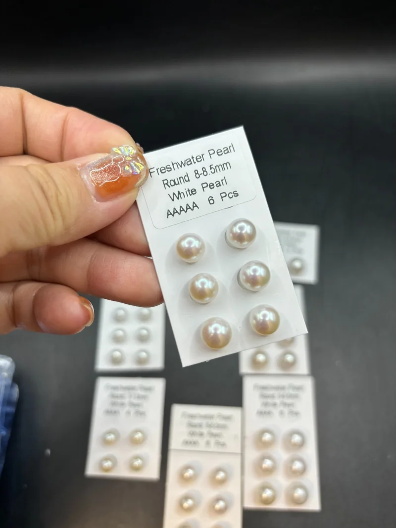 Серьги женские круглые с пресноводным жемчугом 2 пары/партия 5 А