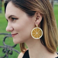 acrylic earrings cute lemon earring for women 2021 geometric fruit yellow green modern korean oorbellen brincos grandes de festa