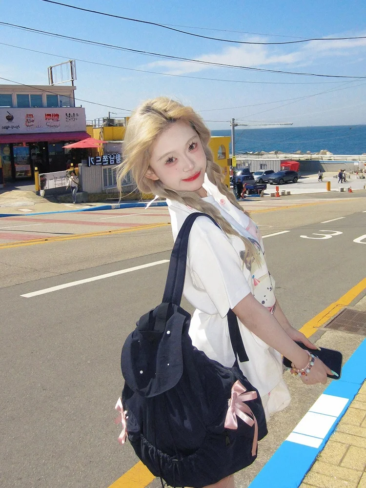 Японская мода больших размеров милая и забавная футболка с короткими рукавами