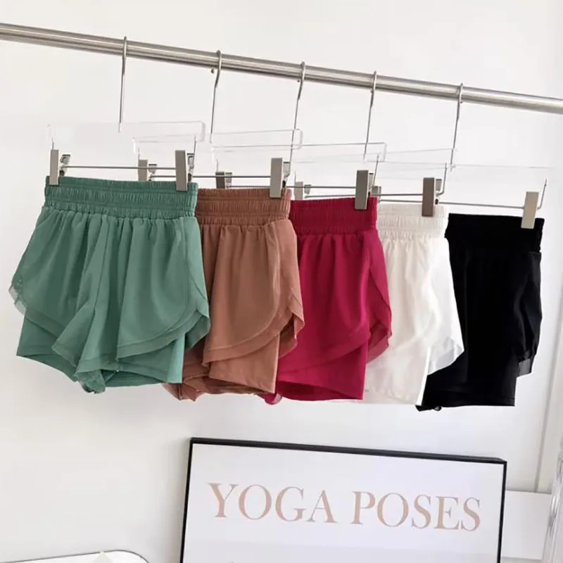 

2in1 Workout Gym Athletic Shorts Women High Waist Sport Fitness Running Shorts