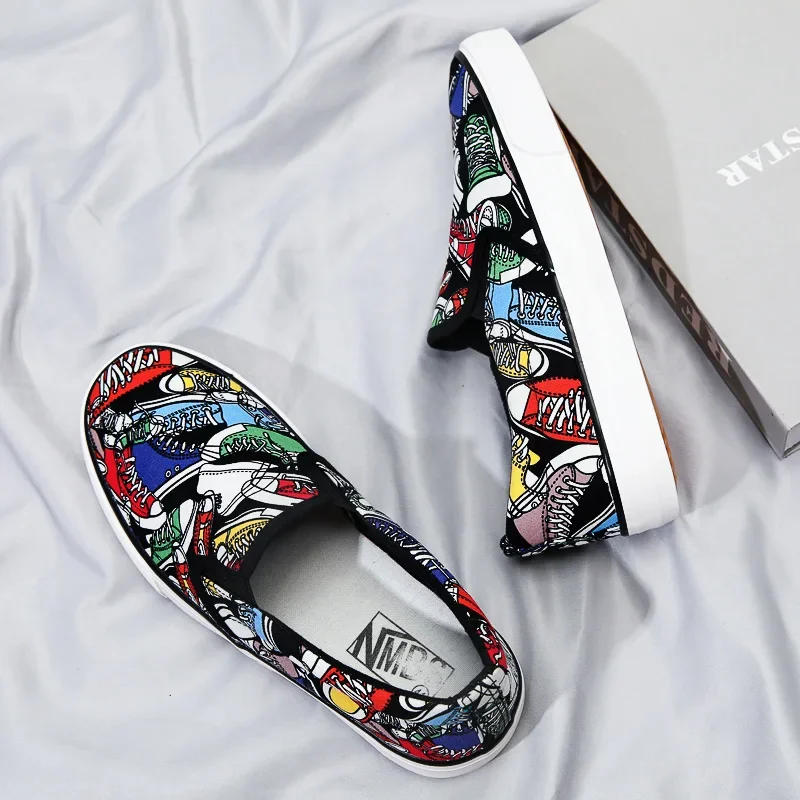 Мужские парусиновые туфли плоская подошва скейтборды лоферы без застежки