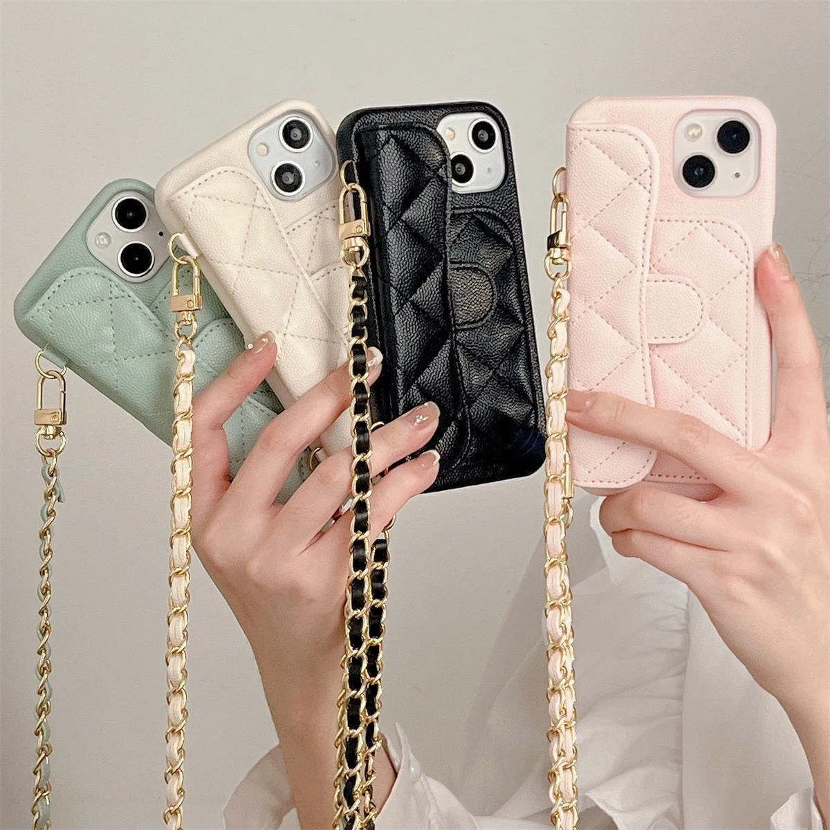 

Fashion Lingge Small Fragrance for 14Promax Phone Case iPhone12/11 diagonal span chain 13Pro 14PLUS