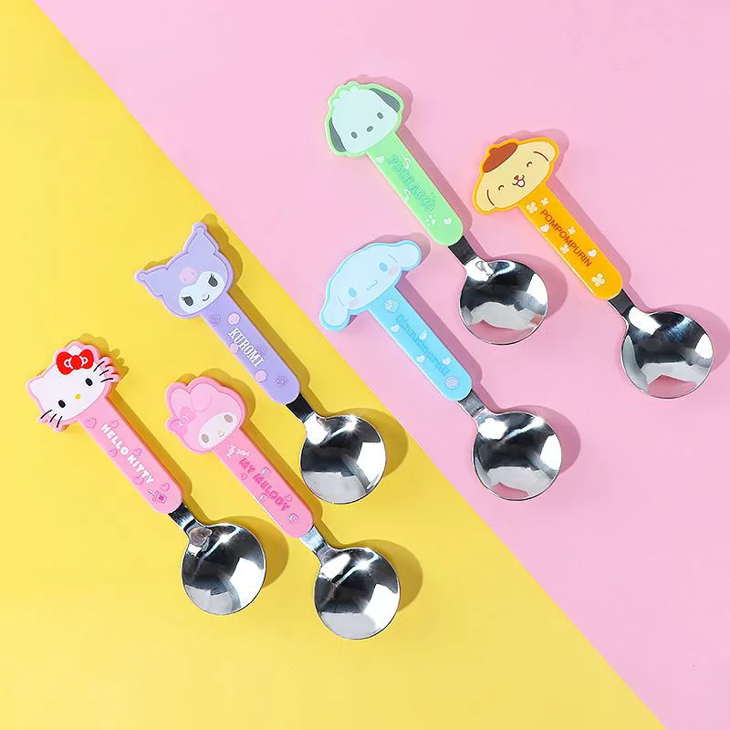 

Sanrio Kawaii Tableware Hello Kitty Cinnamoroll Cartoon Cute Children Delicate Stainless Steel Tableware Spoon Christmas Gifts