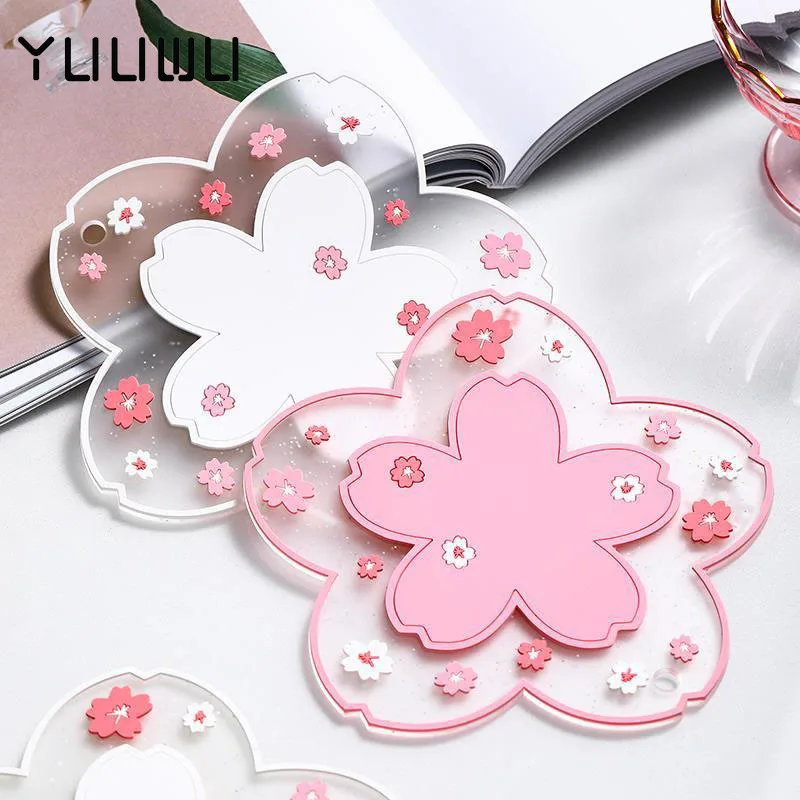 

1pcs Cherry Blossom Heat Insulation Pad Dining Table Mat Anti-skid Cup Pads Non-slip Coffee Bowl Coaster Pad Kitchen Accessories