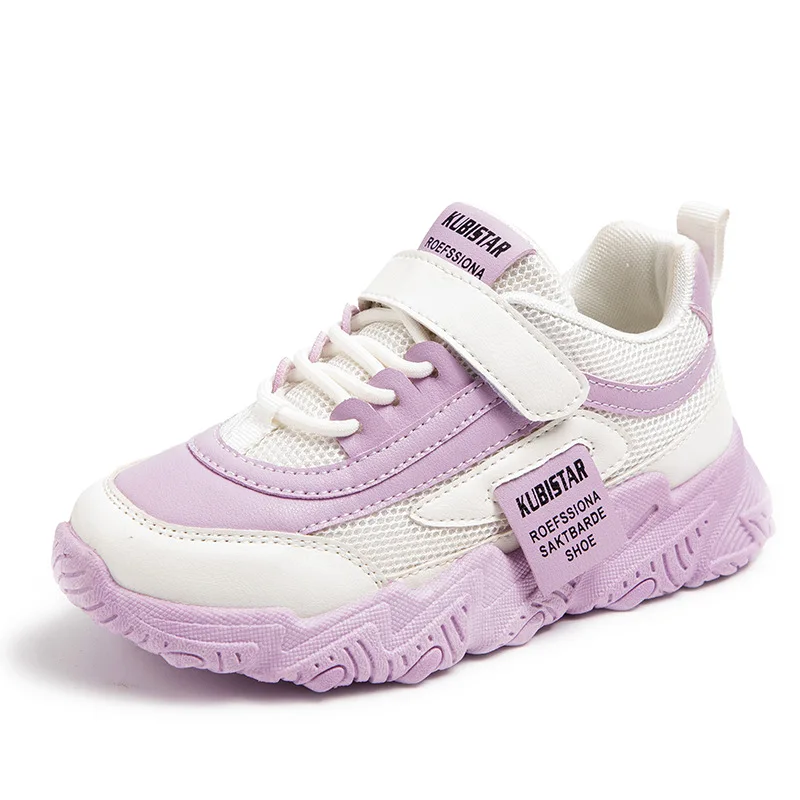 

Spring New Kids Sneakers 2022 PU Girls Casual Mesh Solid Pink Light Boys White Hook & Loop Children Non-slip Sports Shoe Fashion