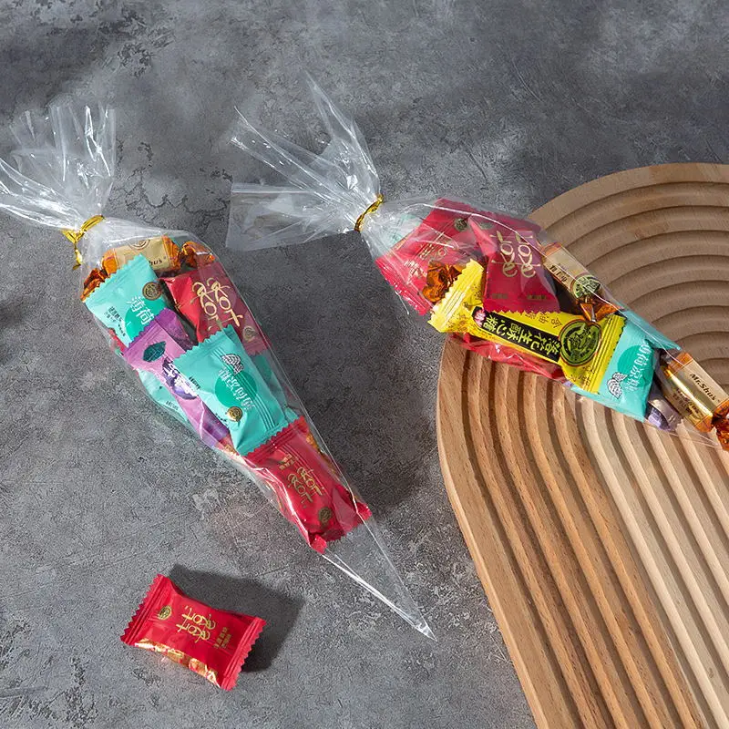 50 шт. пластиковые прозрачные пакеты для конфет целлофановые треугольные закусок