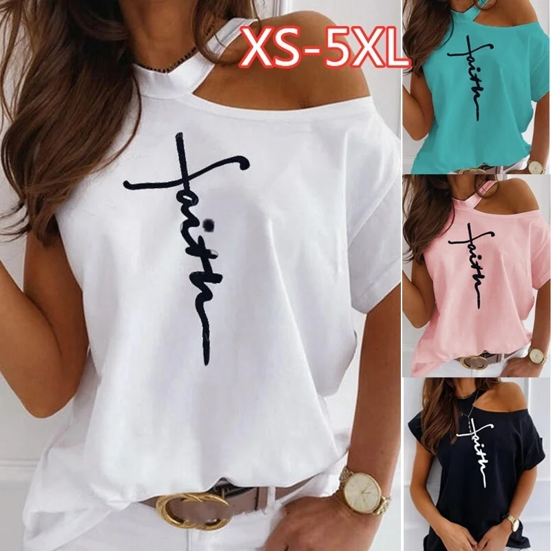 2022 New White Neck Short Sleeve Top Women Fashion Casual T-Shirt Pullover Black Women Off Shoulder Solid T-Shirt
