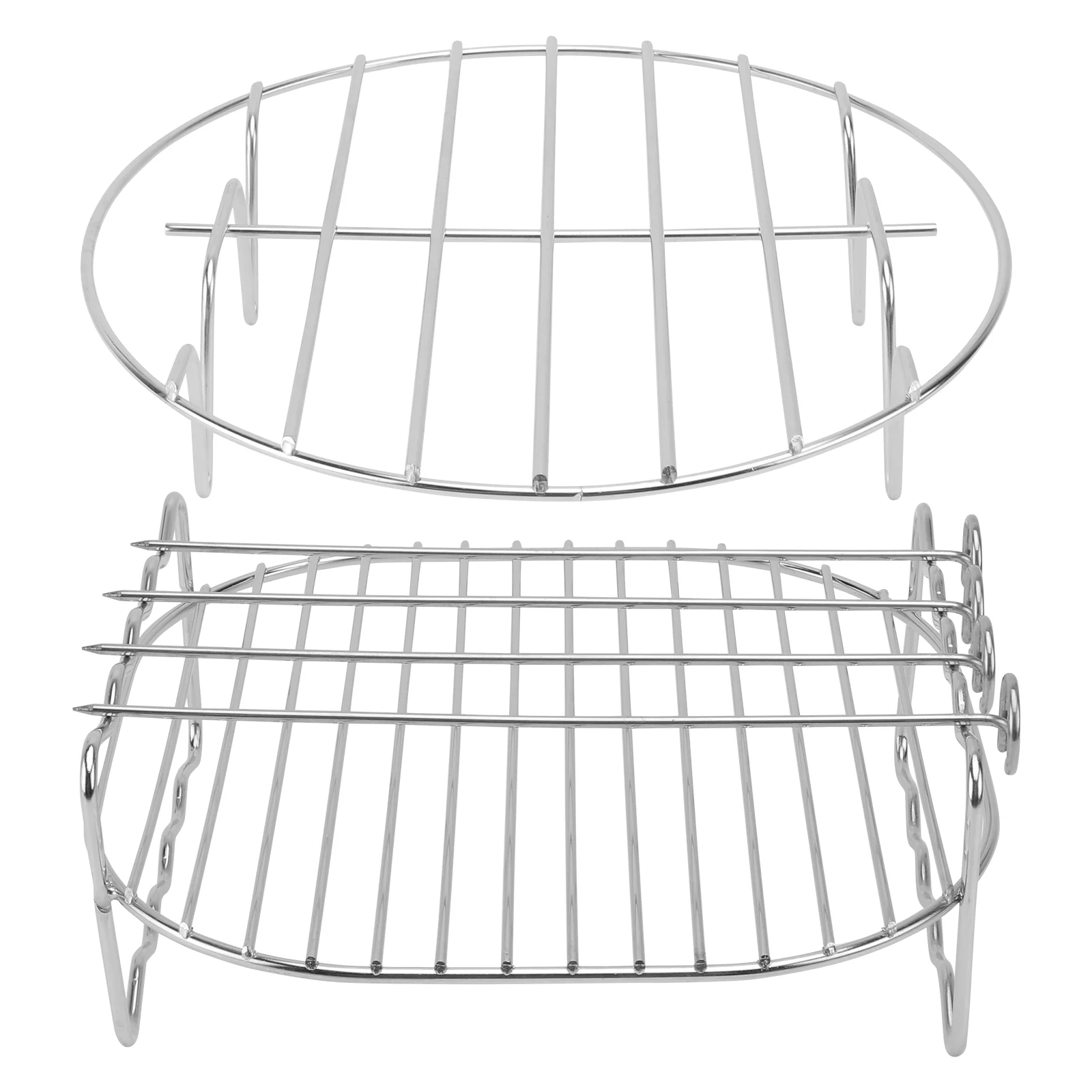 

Rack Air Fryer Skewer Steamer Bbq Stand Double Layer Steaming Round Grilloven Wire Baking Roasting Cooking Cooling Kebab Steam