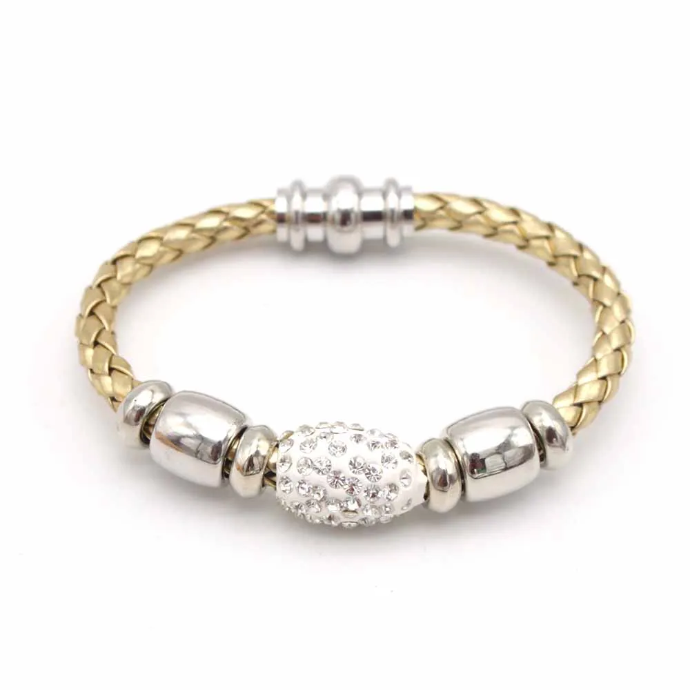 

New Retro Button Braided Classic 4 Color Leather Bracelet for Men Women Accessories Jewelry Couple Bangles Gift